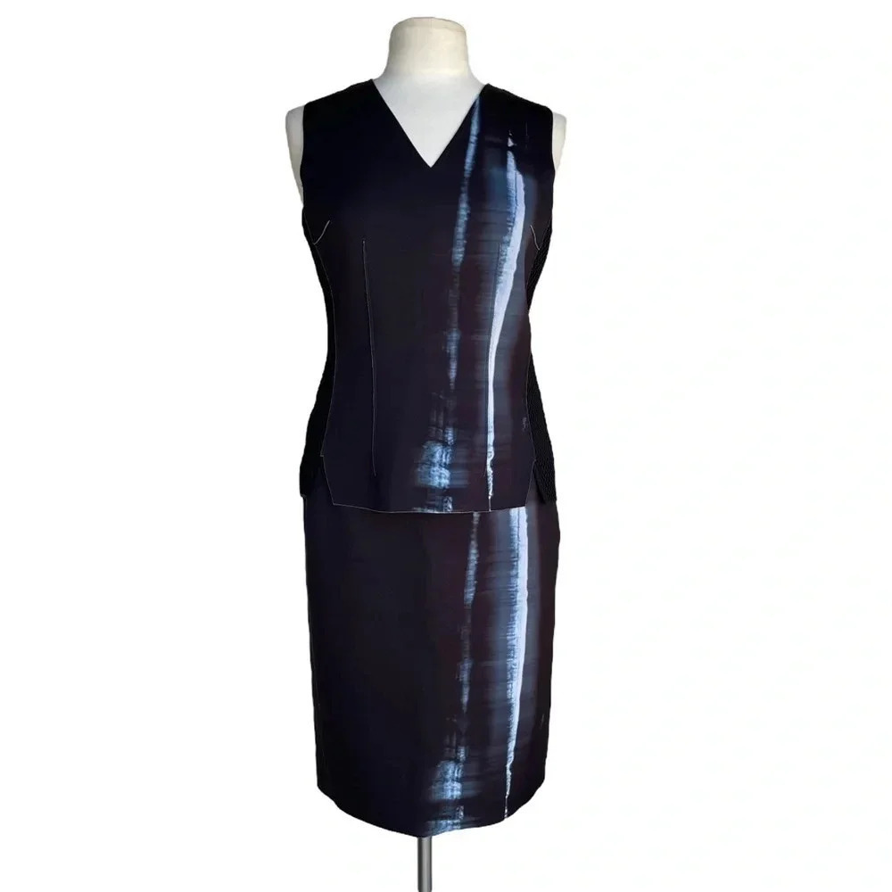 ELIE TAHARI Women’s Size M Black CAMMIE Reversible Printed V-neck 2-piece Outfit